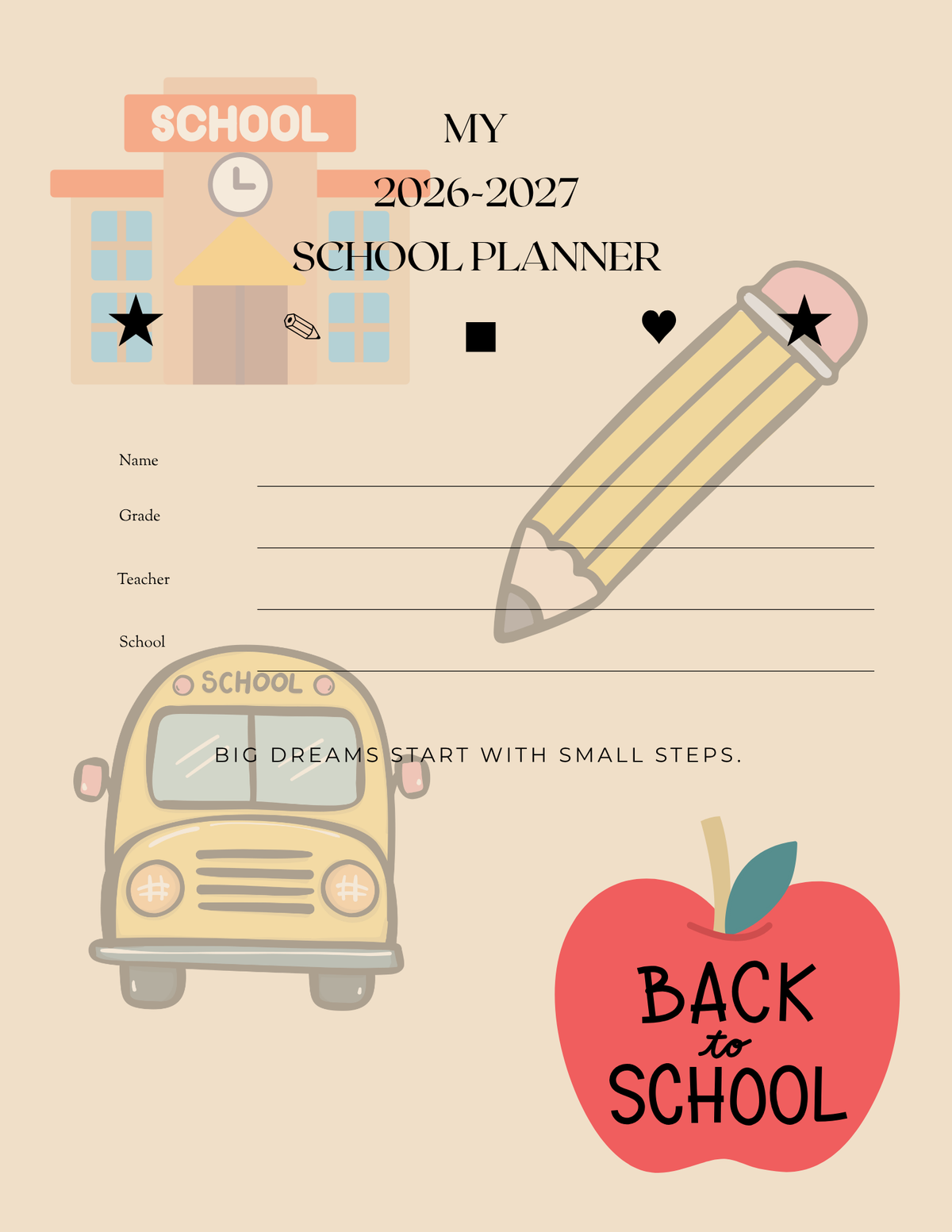 2026-2027 Academic School Planner (Printable PDF)